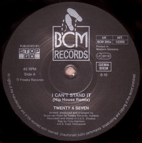 Twenty 4 Seven Featuring Captain Hollywood I Can`t Stand It! 12" Maxi