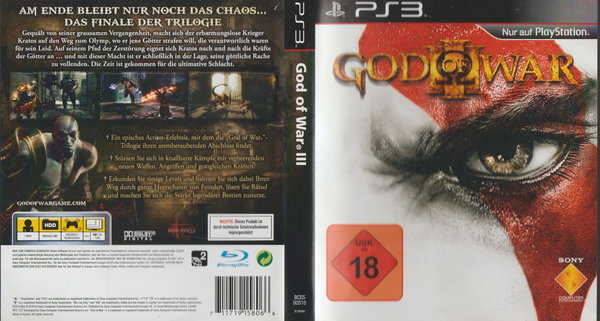 God Of War III mit Beilage ungekürzt 2010 Sony für Playstation 3 (PS3)