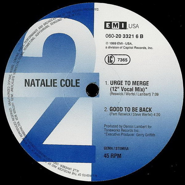 Natalie Cole Miss You Like Crazy Good To Be Back 12" Maxi 1989 EMI