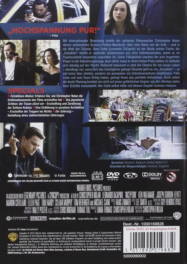 Inception 2010 Warner Bros Enterteinment DVD (Leonardo Di Caprio)