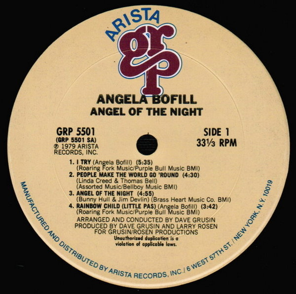 Angela Bofill Angel Of The Night 1979 Arista GPR 12" LP (Rainbow Child)