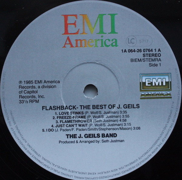 J. Geils Band Flashback The Best Of 1985 EMI America 12" LP (Come Back)