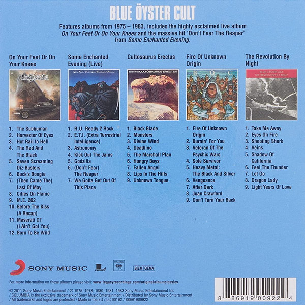 Blue Öyster Cult Original Album Classics 2011 Sony Legacy 5 CD-Set (OVP)