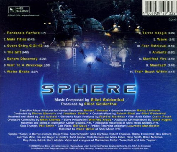 Elliot Goldenthal SPHERE Original Soundtrack 1998 (NEU & OVP)