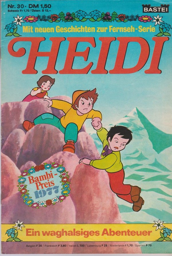 Heidi Nr. 30 Ein waghalsiges Abenteuer 1977 Bastei Verlag Comic
