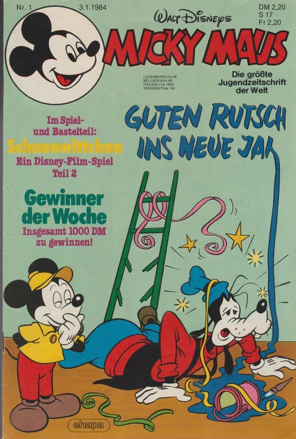 Walt Disneys Micky Maus Heft Nr.1 Guten Rutsch ins neue Jahr Januar 1984