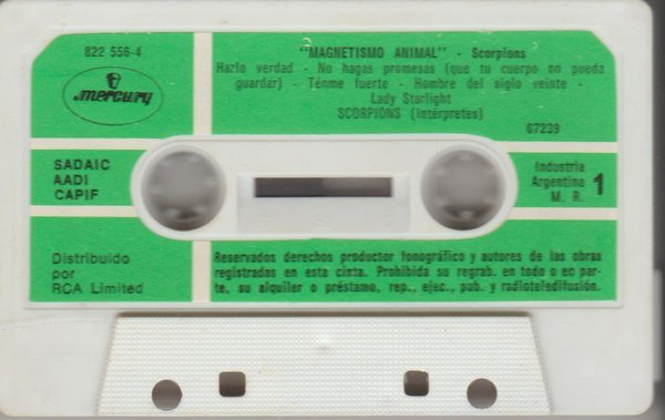 Scorpions Animal Magntism 1985 Mercury Records Kassette (MC) Lady Star Light