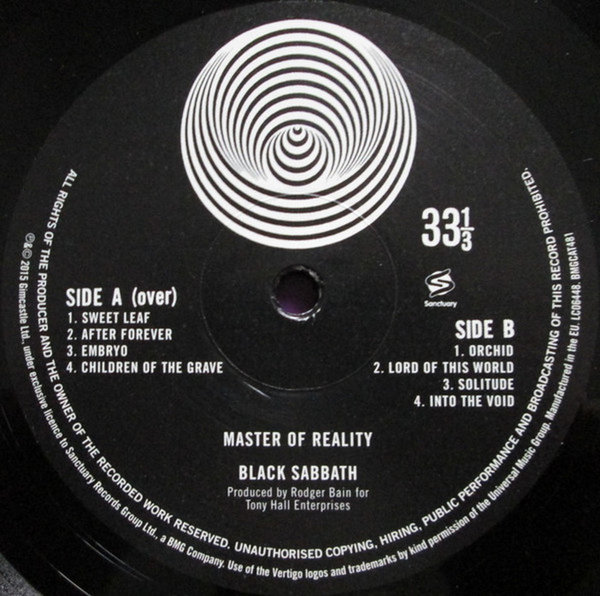 Black Sabbath Master Of Reality 12" LP BMG Sanctuary Neu 180 Gramm Vinyl