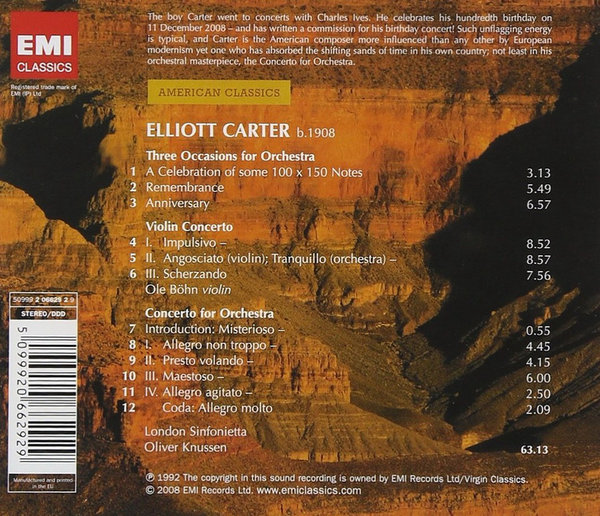 Elliott Carter Three Occasions For Orchestra American Classics CD Album