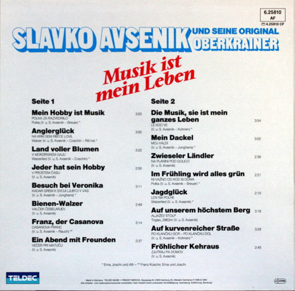 Slavko Avsenik und seine Original Oberkrainer Musik ist mein Leben 12" (TOP)
