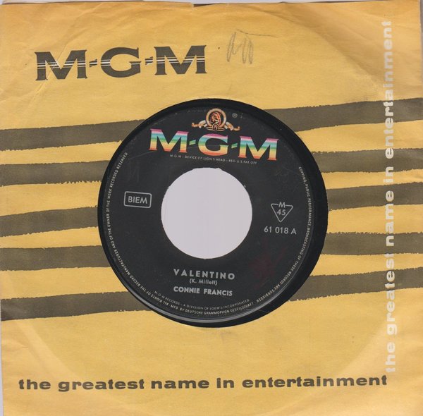 Connie Francis Valentino * Teddy 1960 MGM Records 7" Single