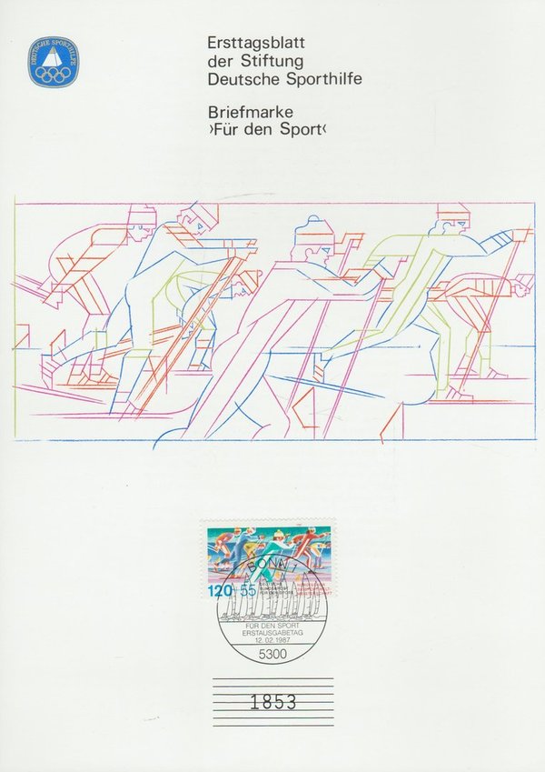Sporthilfe Ersttagsblatt Briefmarke für den Sport 1987 Michel 1311 Nummer 1853