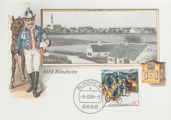 Sammlerkarte Tag der Briefmarke 8888 Blindheim 1987 Michel 1337