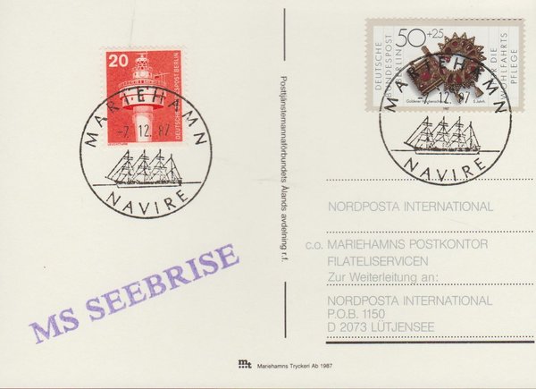 Sammlerkarte Nordposta International MS Seebrise Post Berlin 2 Werte
