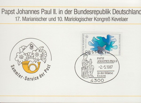 Sammlerservice Papst Johannes Paul II. in Deutschland 1987 Michel Nr. 1286