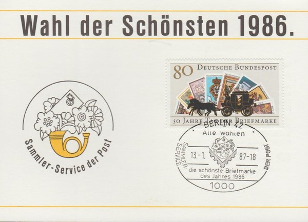 Sammlerservice Werbekarte Wahl der schönsten 1986 Michel Nr. 1300
