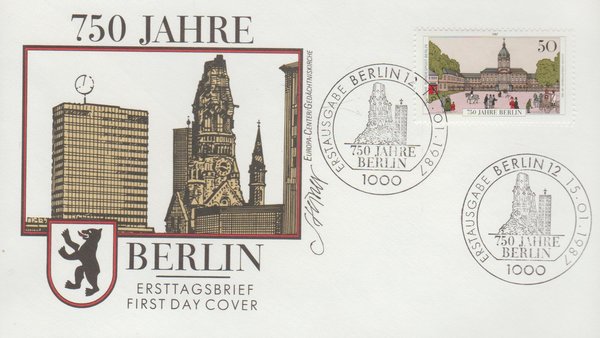Künstler-Ersttagsbrief 750 Jahre Berlin 1987 Michel Nr. 773  Kuvert 15390