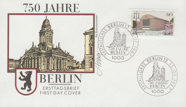 Künstler-Ersttagsbrief 750 Jahre Berlin 1987 Michel Nr. 774  Kuvert 17401