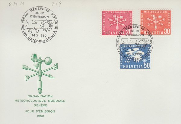 Schweiz Ergänzungswerte 1960 MI 7-9 gestempelt Ersttagsbrief