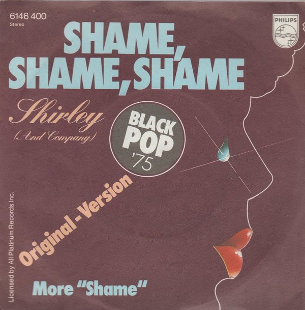 Shirley And Company Shame, Shame, Shame 1975 Philips 7" Single (TOP)