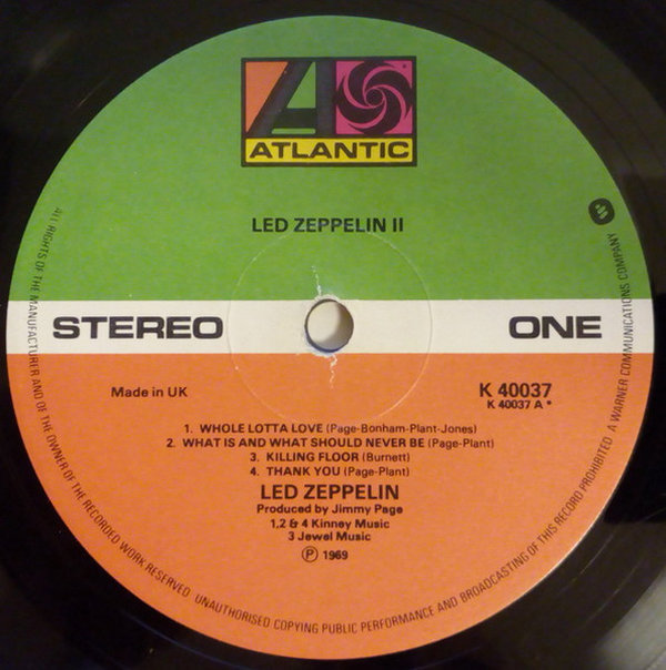 Led Zeppelin Led Zeppelin II 1972 Warner Atlantic K 40037 U.K. 12" LP
