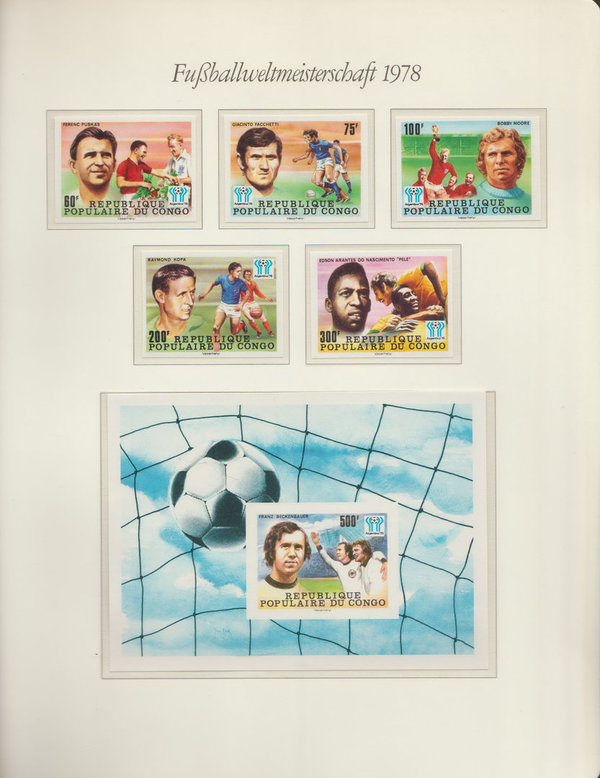 1978 Fußball WM Argentinien 5 Werte + Block Postfrisch Republik Kongo