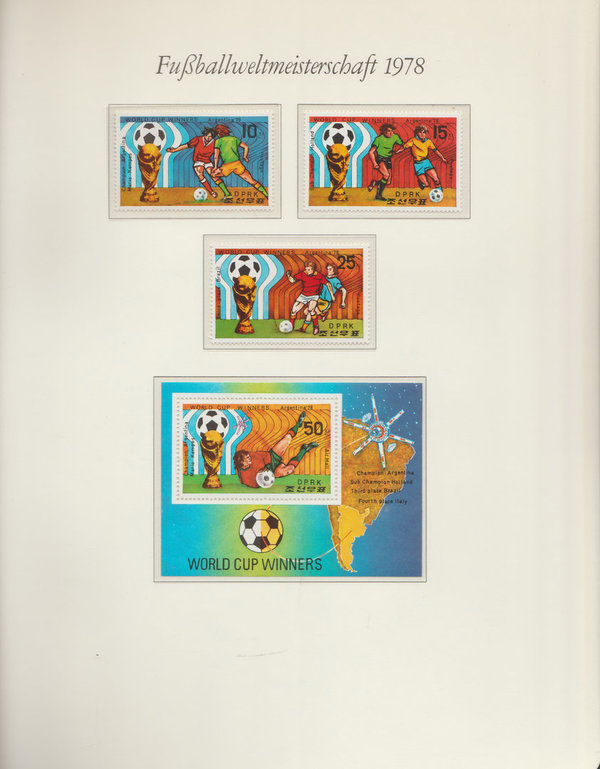 1978 Fußball WM Argentinien 3 Werte + Block Postfrisch Volksrepublik Korea