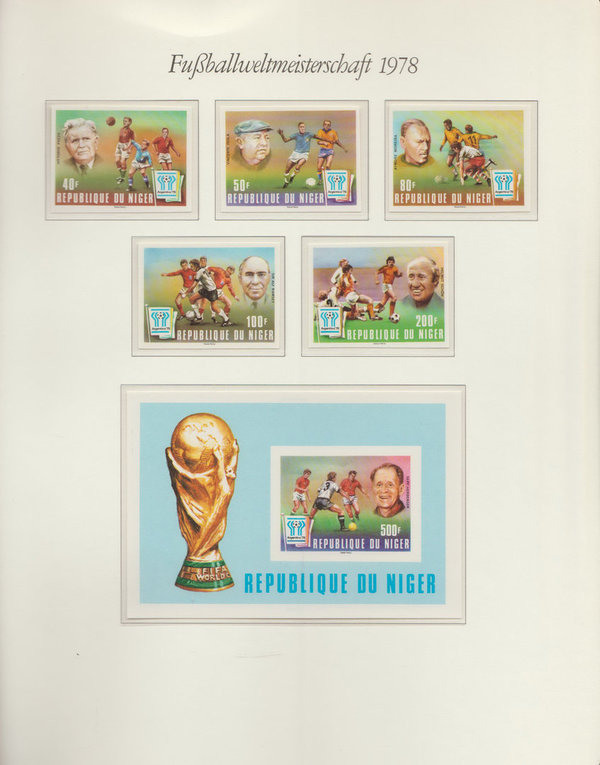 1978 Fußball WM Argentinien 5 Werte + Block Postfrisch Republik Niger
