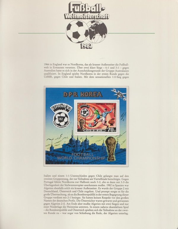 1982 Fußball WM Spanien Blockausgabe (1 Wert) Volksrepublik Korea