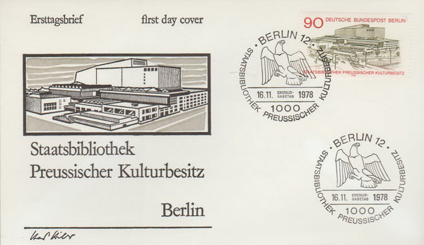 Ersttagsbrief Staatsbibliothek Berlin 1978 Michel Nr. 577 gestempelt