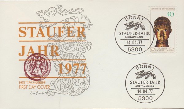 Ersttagsbrief Stauferjahr 1977 Michel Nr. 933 gestempelt