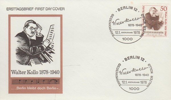 Ersttagsbrief Walter Kollo 1978 Berlin Michel Nr. 561 gestempelt