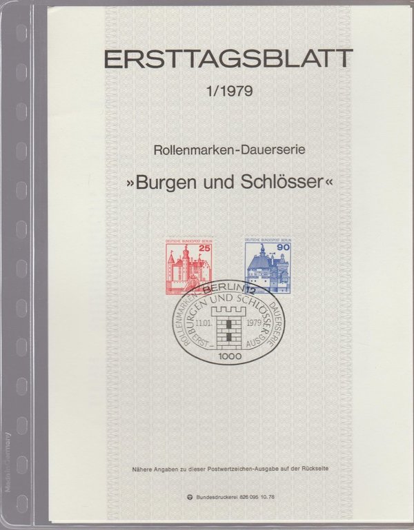 Ersttagsblätter der Deutschen Bundespost Berlin Michel Nummer ETB 1/1979-17/1979