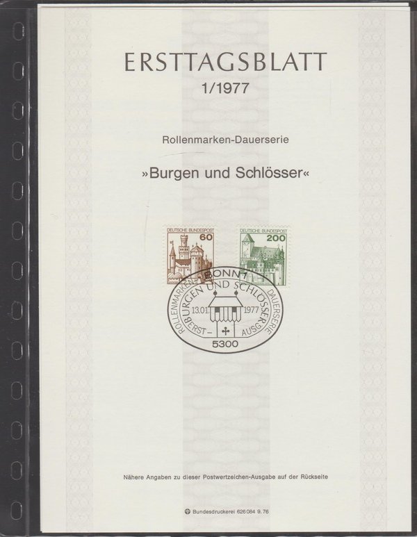 Ersttagsblätter der Deutschen Bundespost Michel Nummer ETB 1/1977-28/1977
