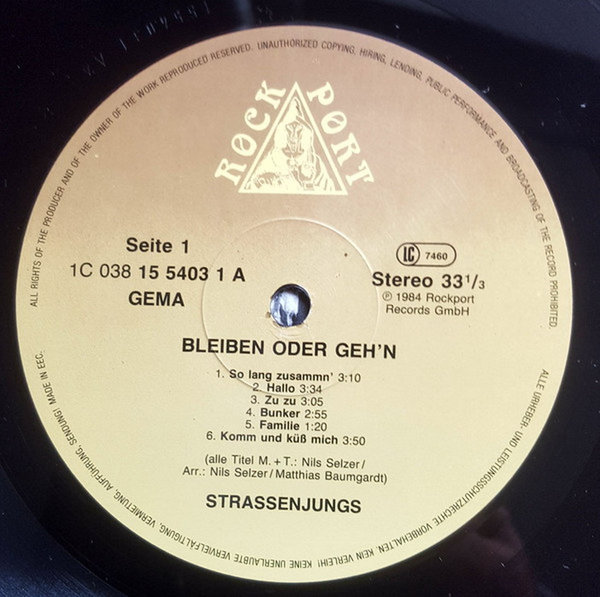 Strassenjungs Bleiben oder geh`n 1984 EMI Rockport 12" LP